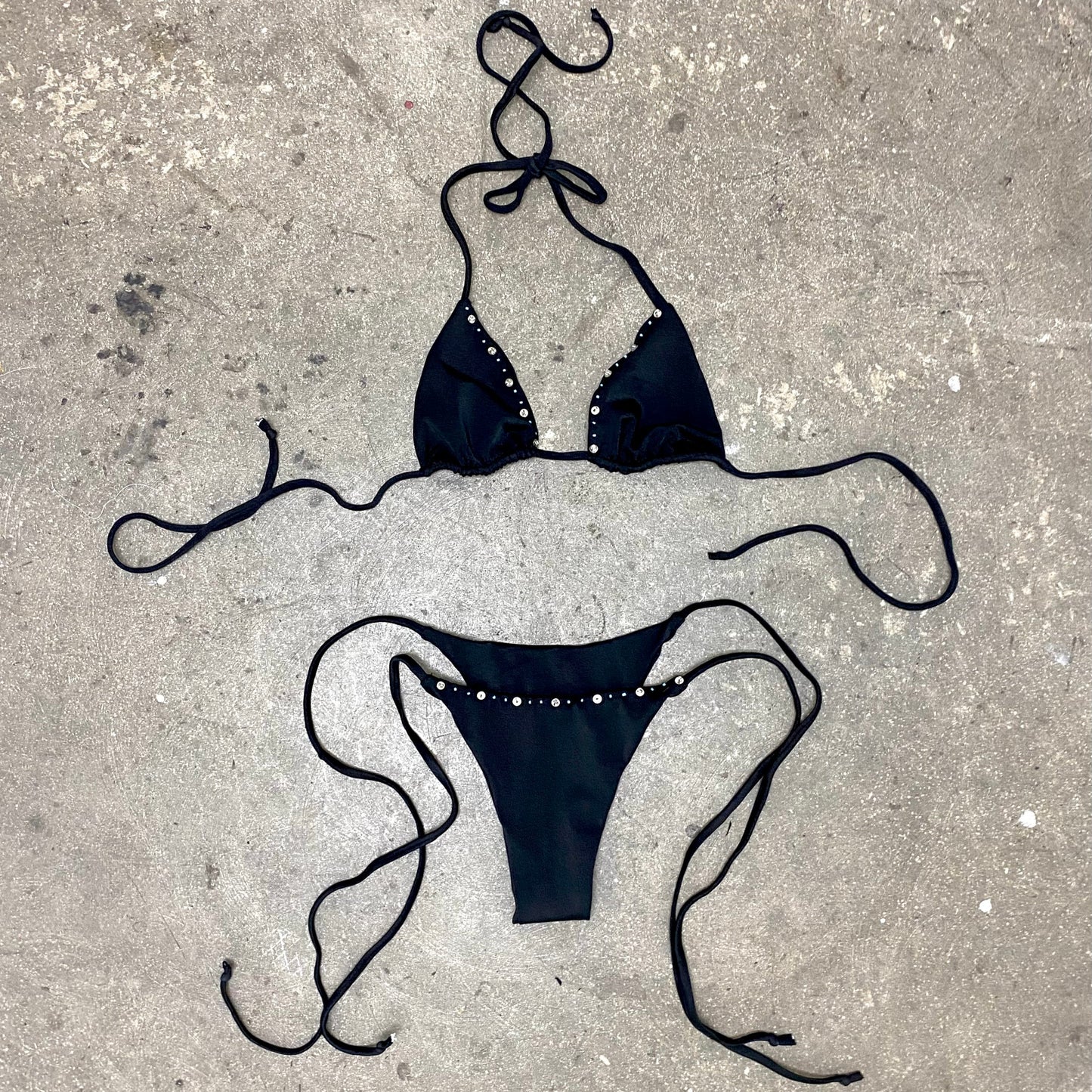 Beaded Black Bikini Set