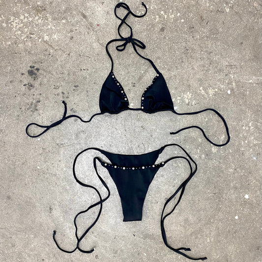 Beaded Black Bikini Set