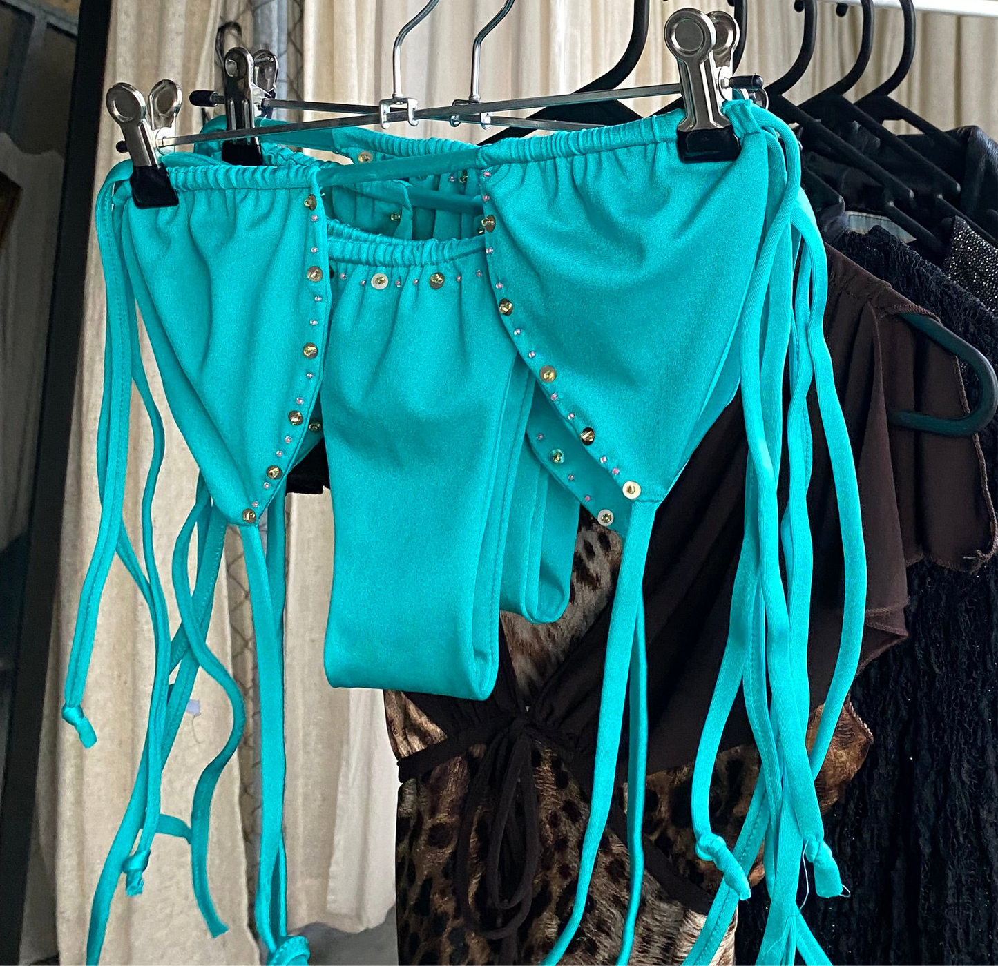 Aqua beaded bikini set