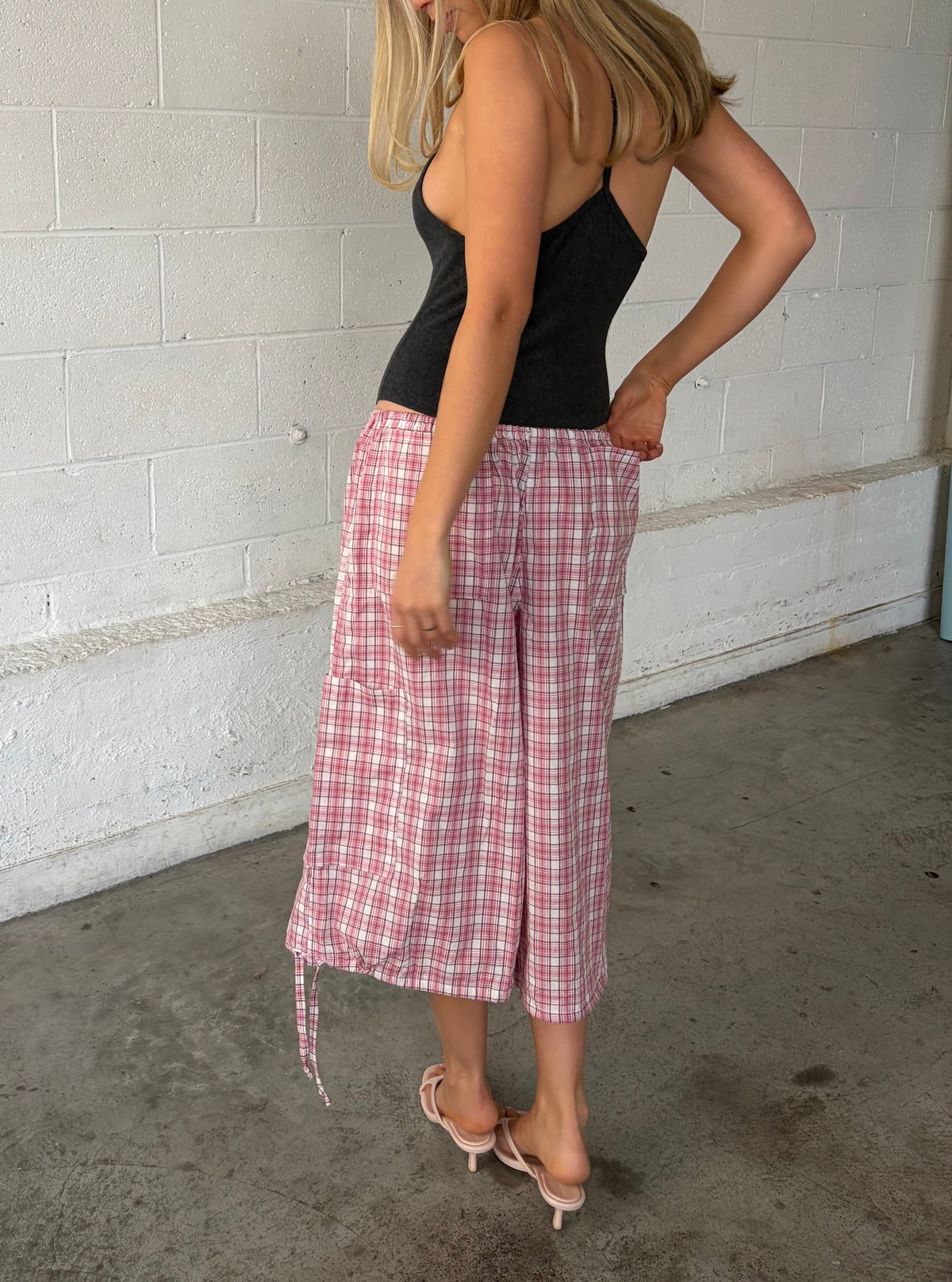 Check shorts in pink