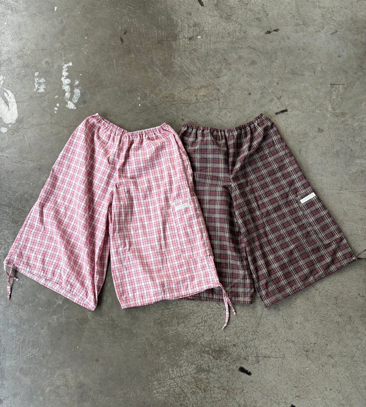 Check shorts in pink