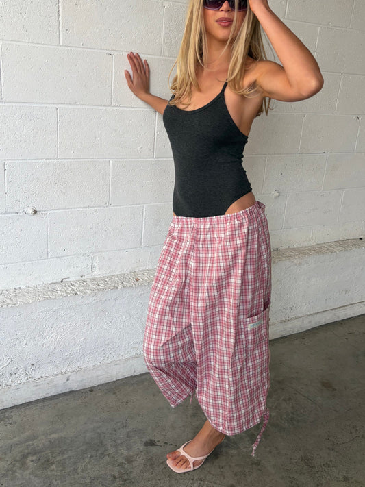 Check shorts in pink